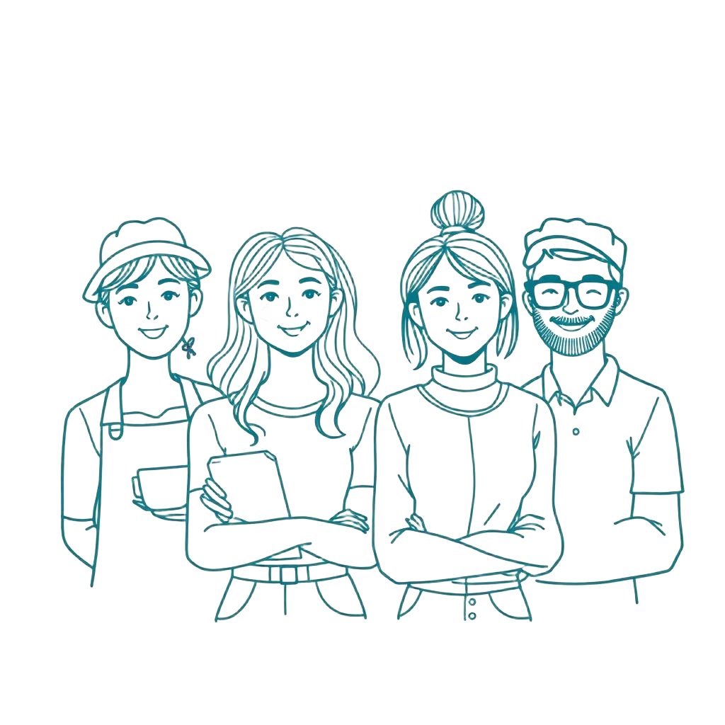 Illustration of small shop owners, creators and independent professionals